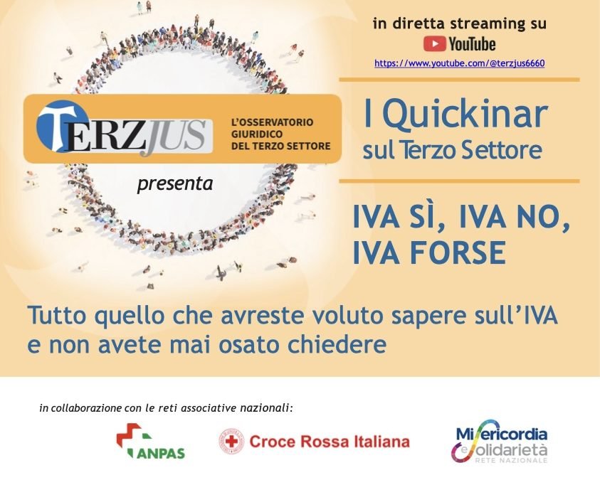 Ripartono i Quickinar di Terzjus sull’applicazione dell’ IVA per le associazioni
