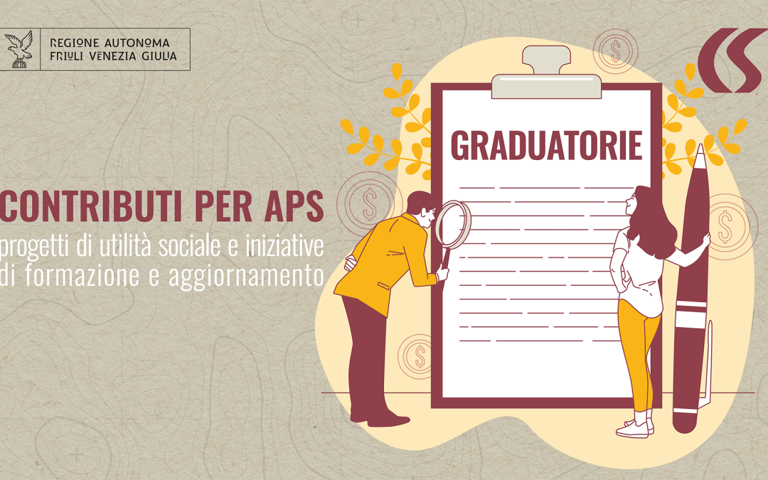 On line le graduatorie dei contributi per progetti di utilità sociale e di formazione APS- 2026